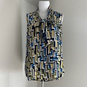 Nine West Geometric Sleeveless Blouse Top